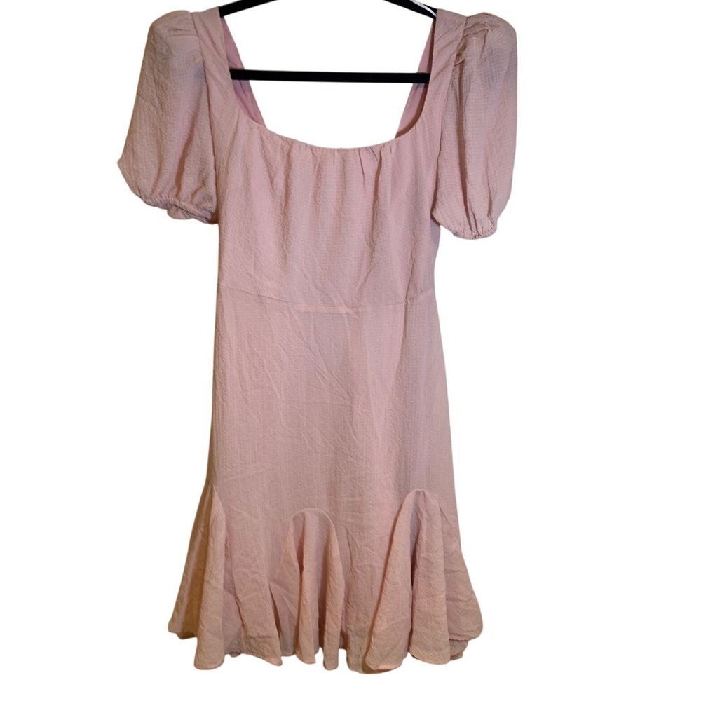 NWT XS Pink Seersucker Coquette Cottagecore Puff Mini Dress Womens. Feminine